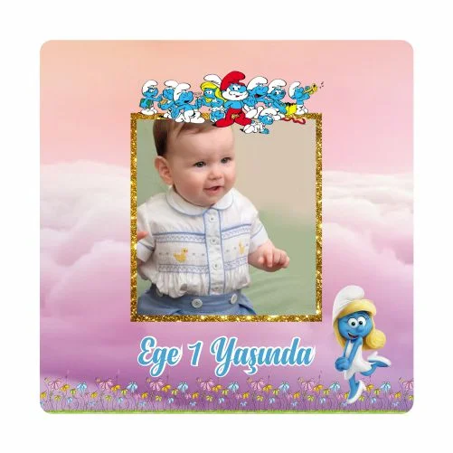 Şirinler Temalı Doğum Günü Magneti